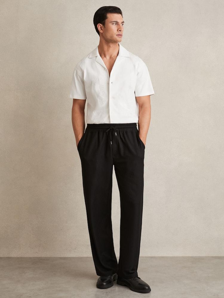 reiss Cotton Paisley-Embroidered Shirt in White