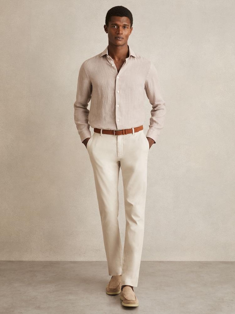 reiss Cotton-Piqué Slim-Fit Chinos in Off White