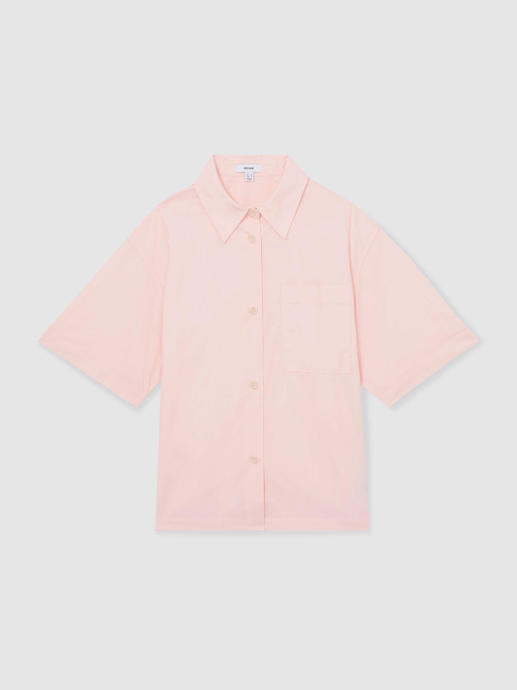 Reiss Cotton Short-Sleeve Shirt In Coral