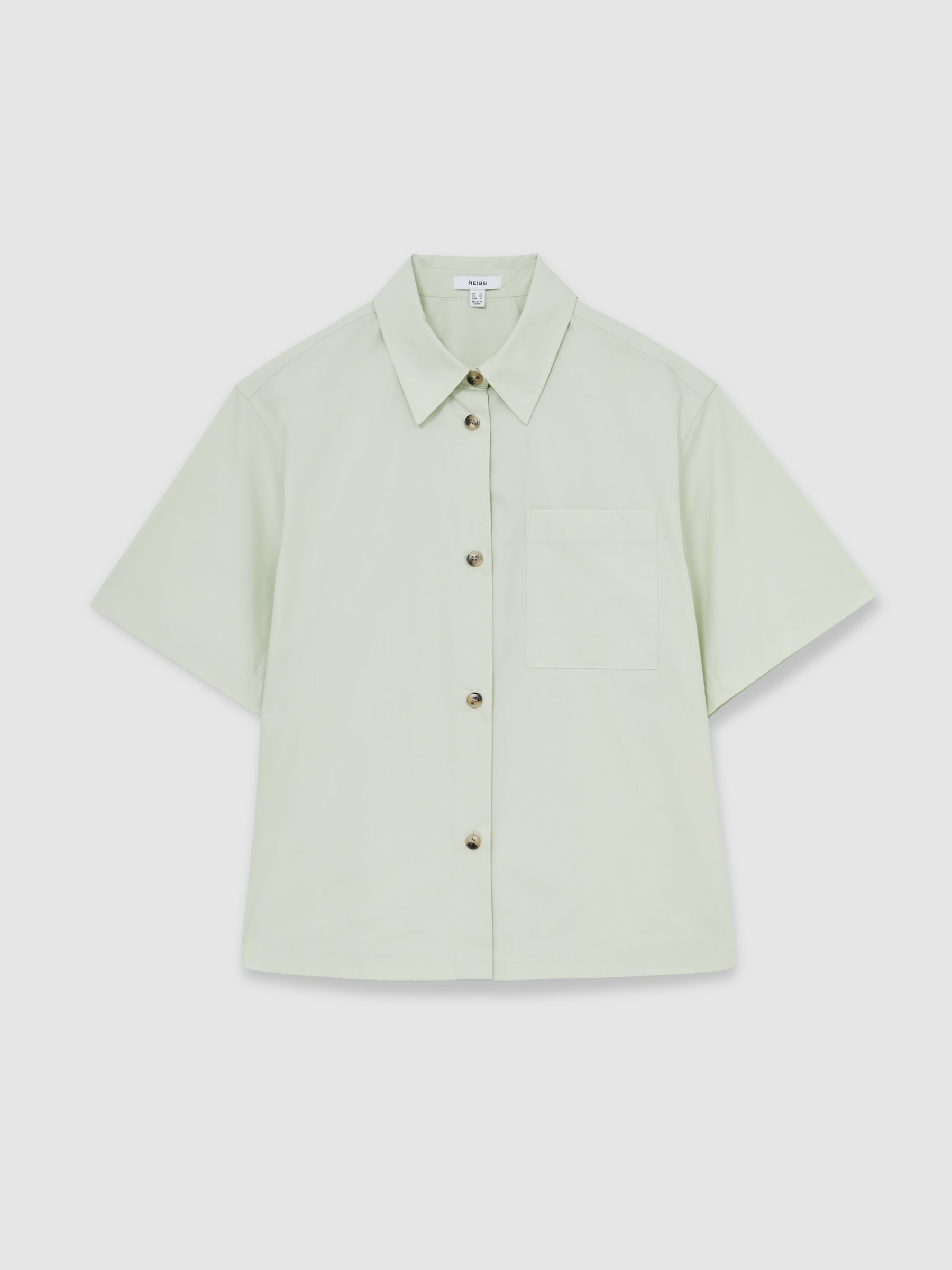 Reiss Cotton Short-Sleeve Shirt In Green