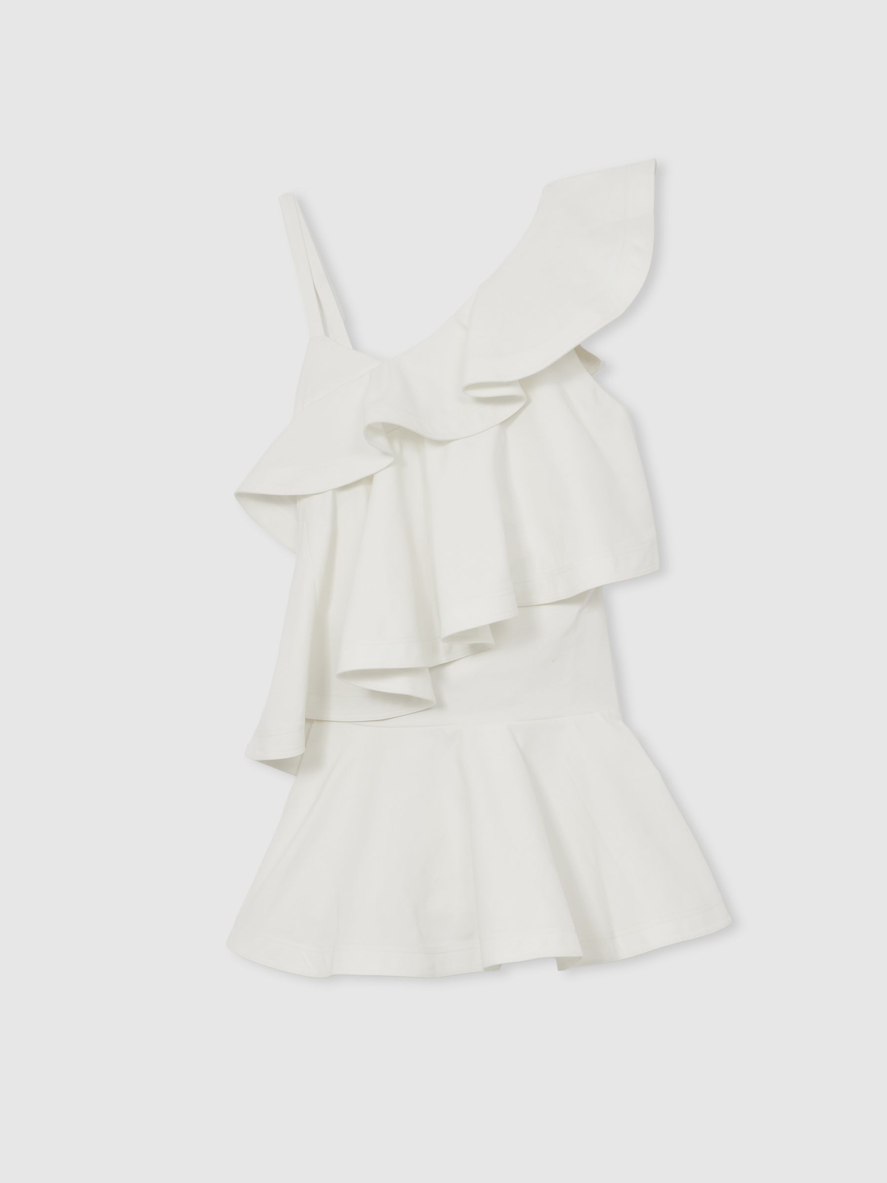 Reiss Cotton Tiered Ruffle Mini Dress In Ivory