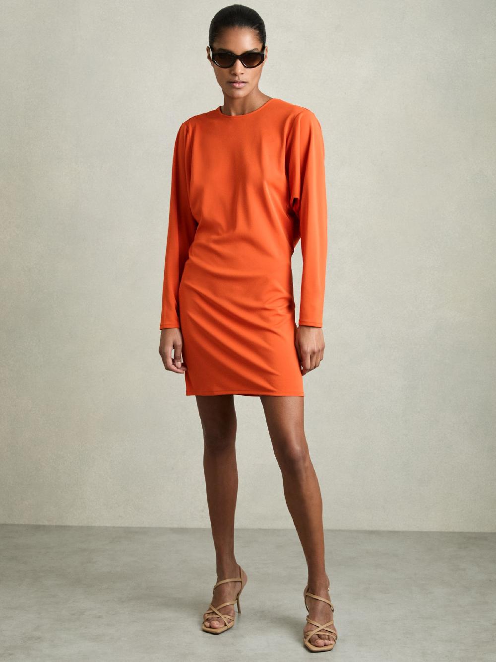 Reiss Cowl Back Mini Dress In Orange