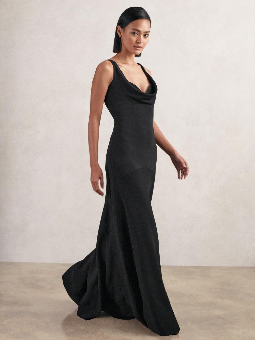 Reiss Cowl-Neck Sleeveless Maxi Dress In Black
