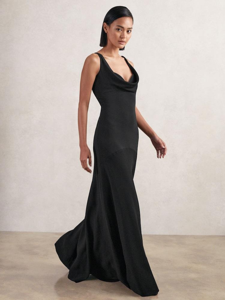 reiss Cowl-Neck Sleeveless Maxi Dress in Black