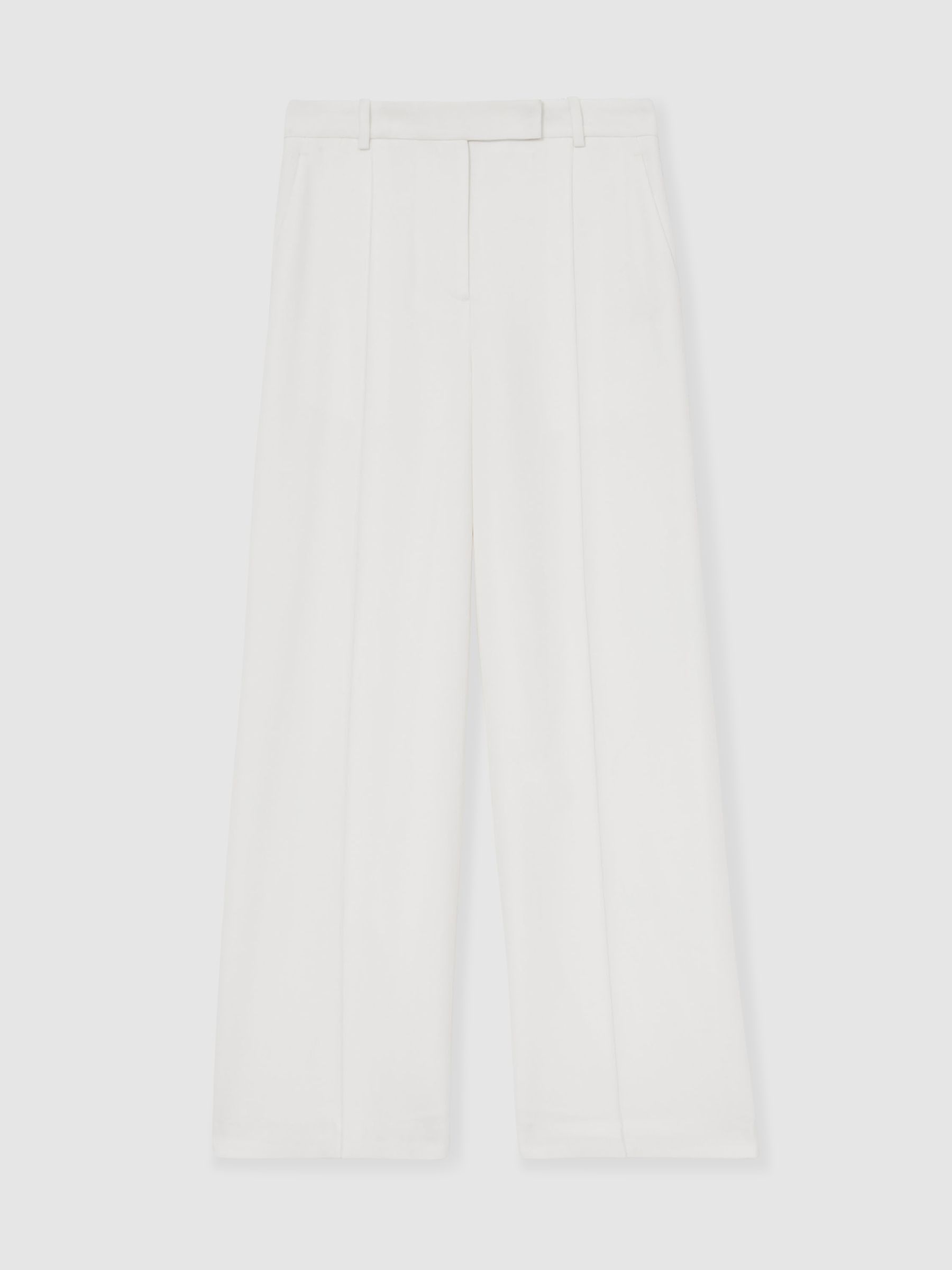 Reiss Crepe Wide-Leg Tailored Trousers In White