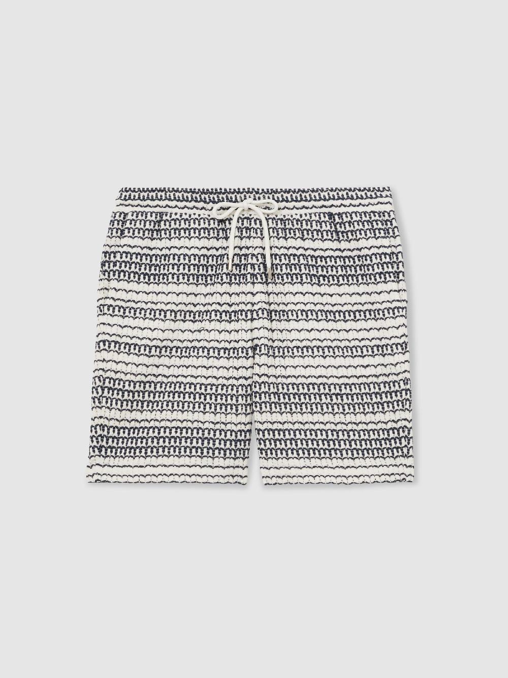 Reiss Crochet Drawstring Shorts In White/Black