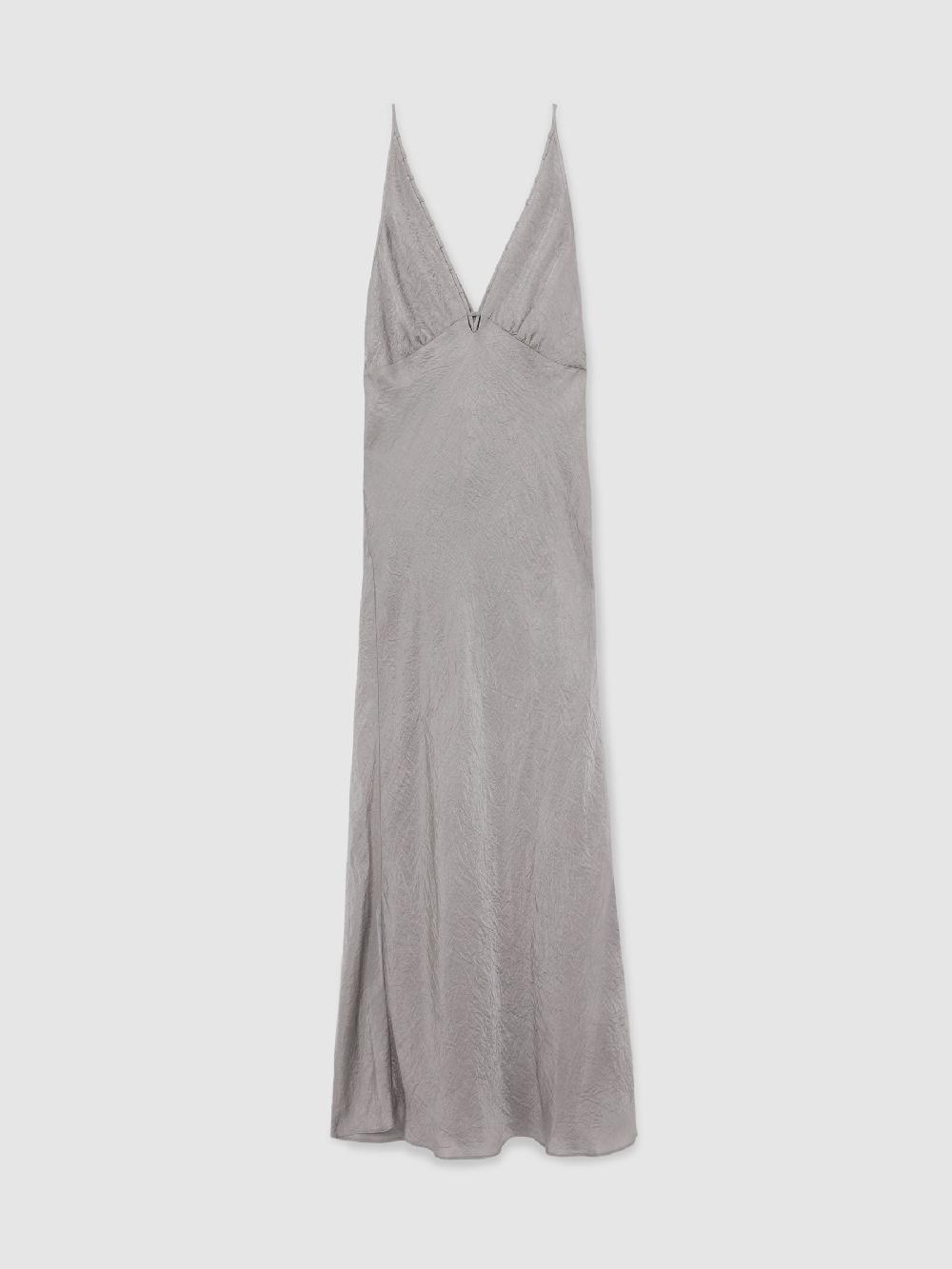 Reiss Crushed Satin Tie Back Slip Dress In Grey