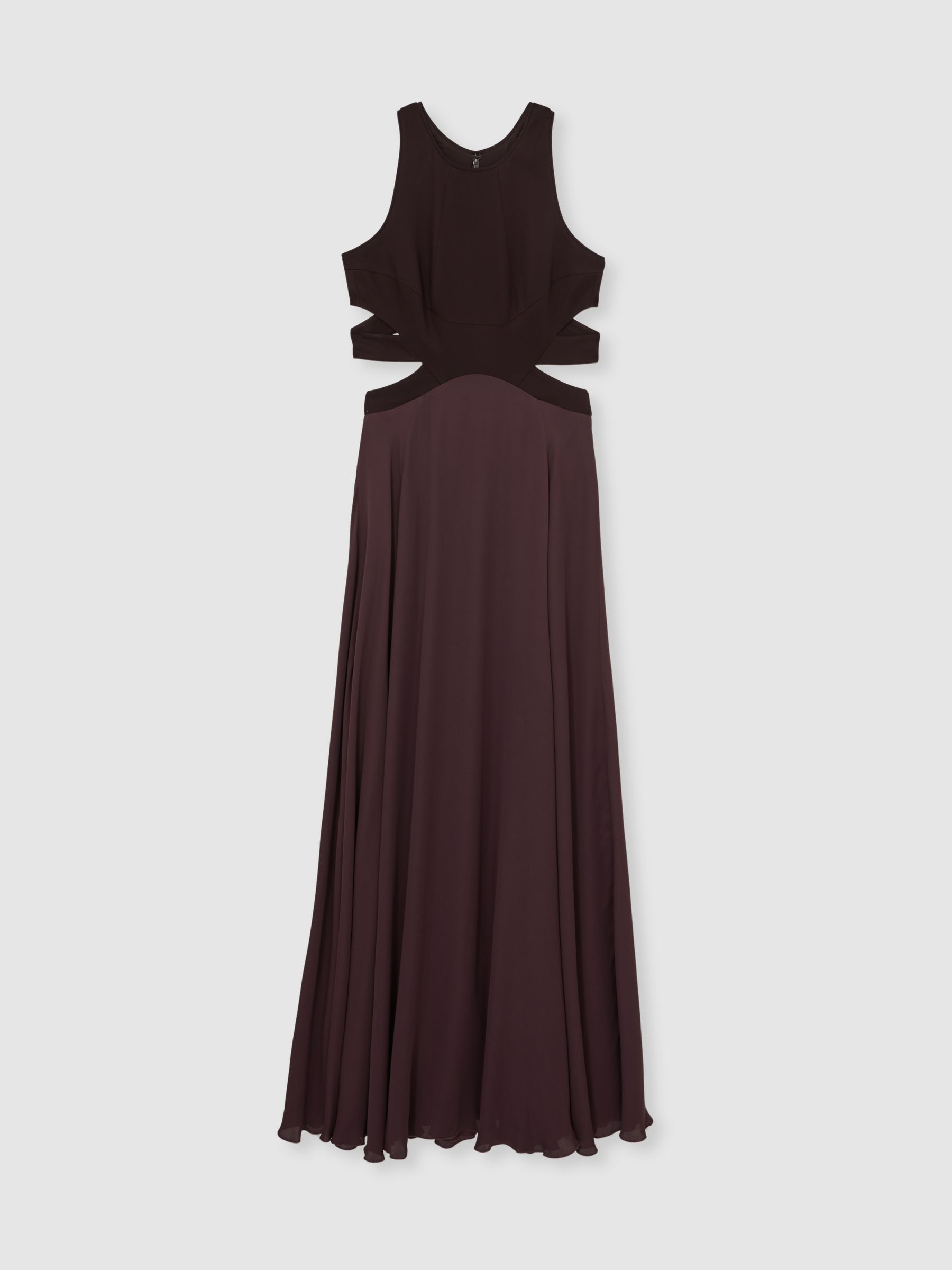 Reiss Cut-Out Racerback Maxi Dress In Burgundy