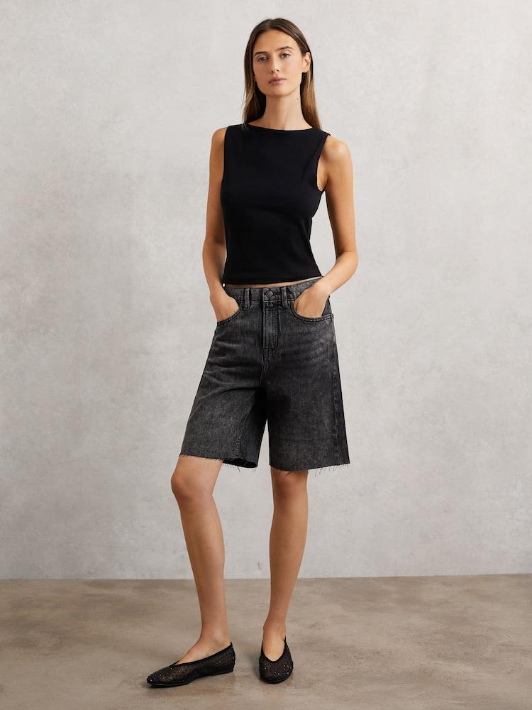 reiss Denim Bermuda Shorts in Black