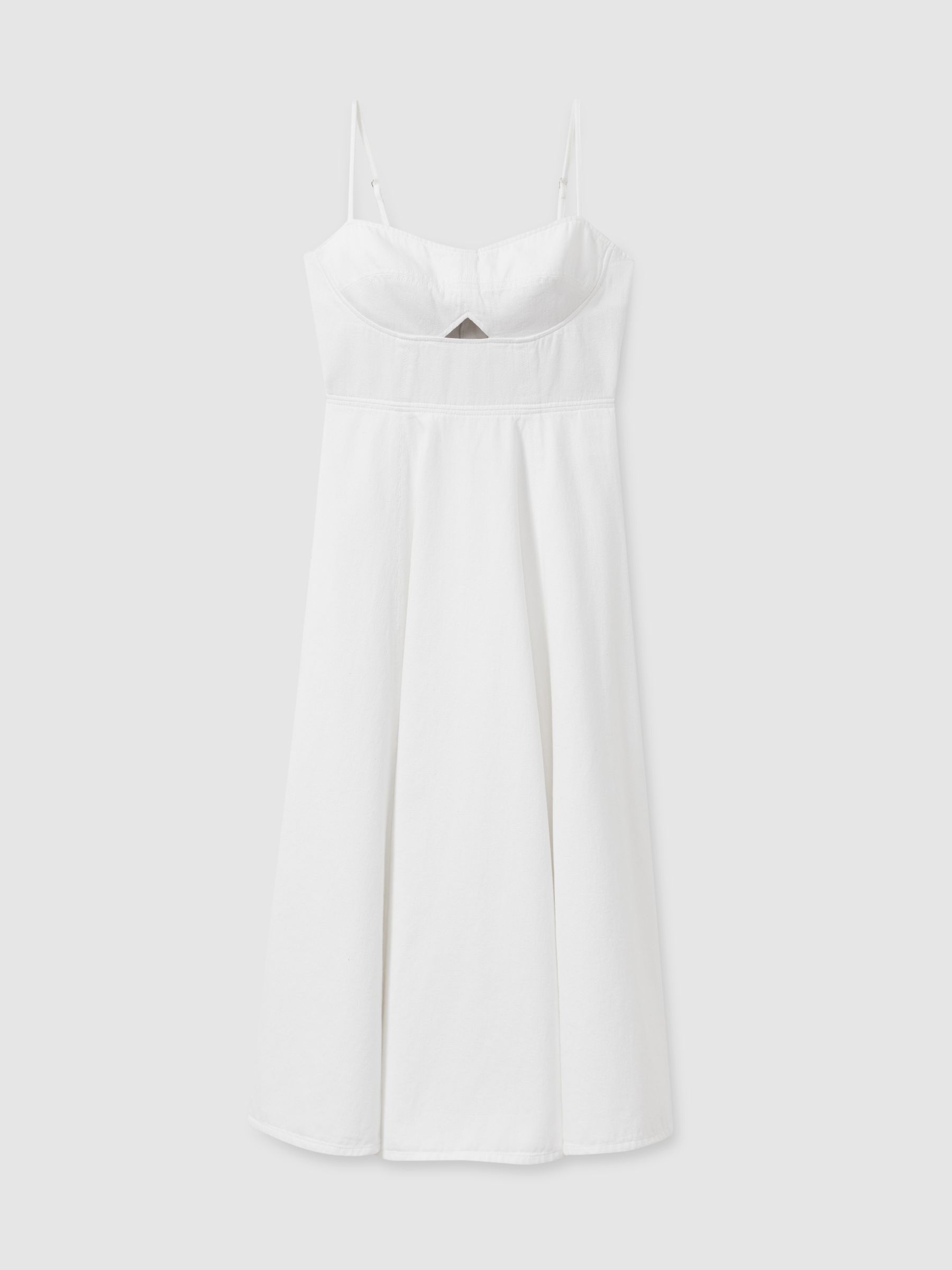 Reiss Denim Fit And Flare Midi Dress In White