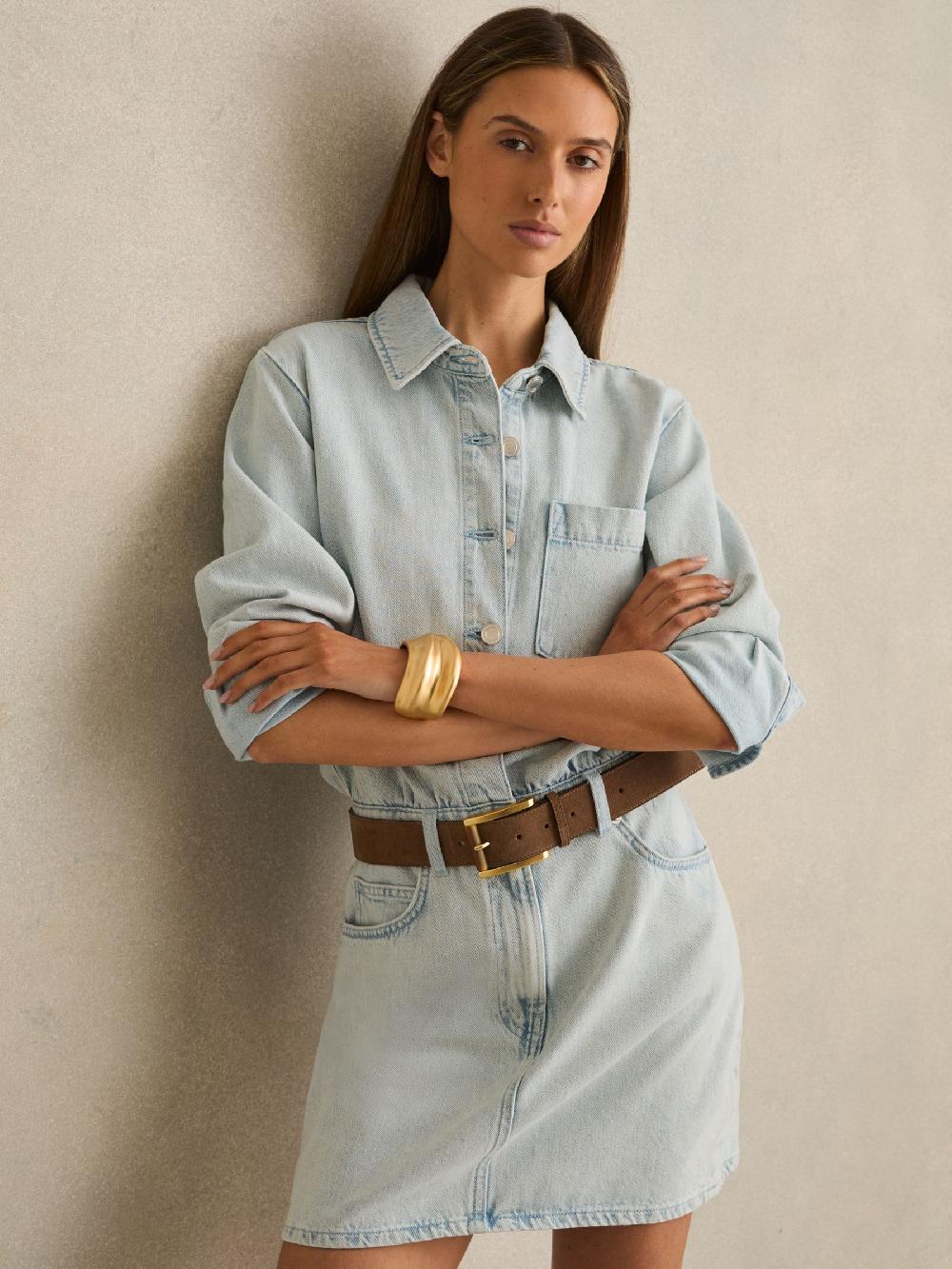 Reiss Denim Mini Dress In Indigo