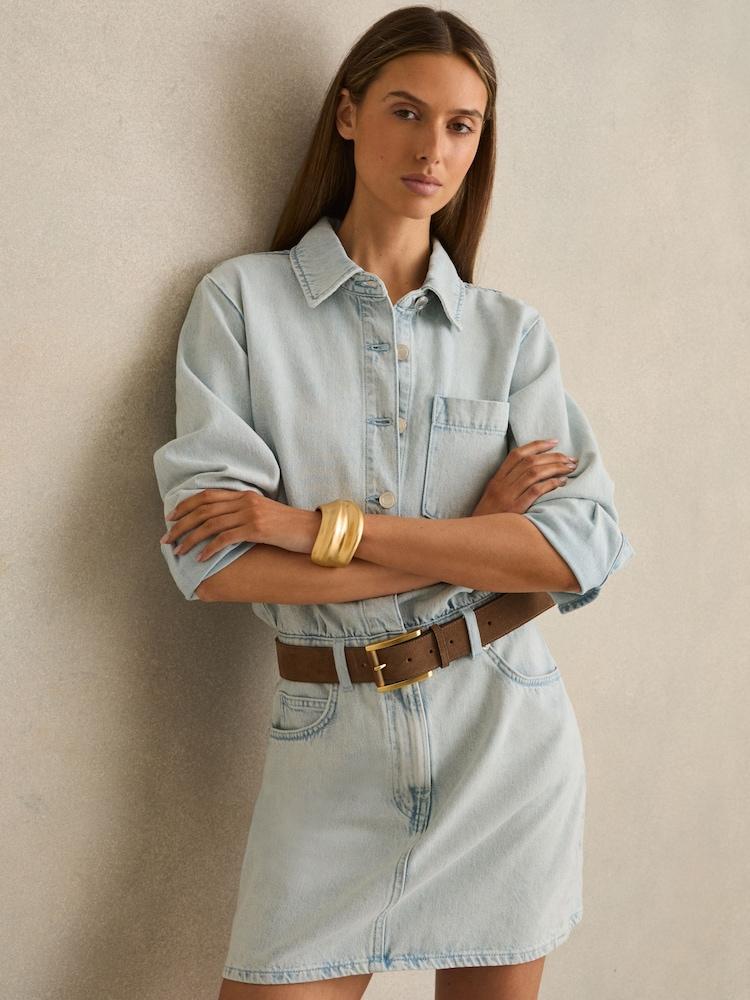 reiss Denim Mini Dress in Indigo