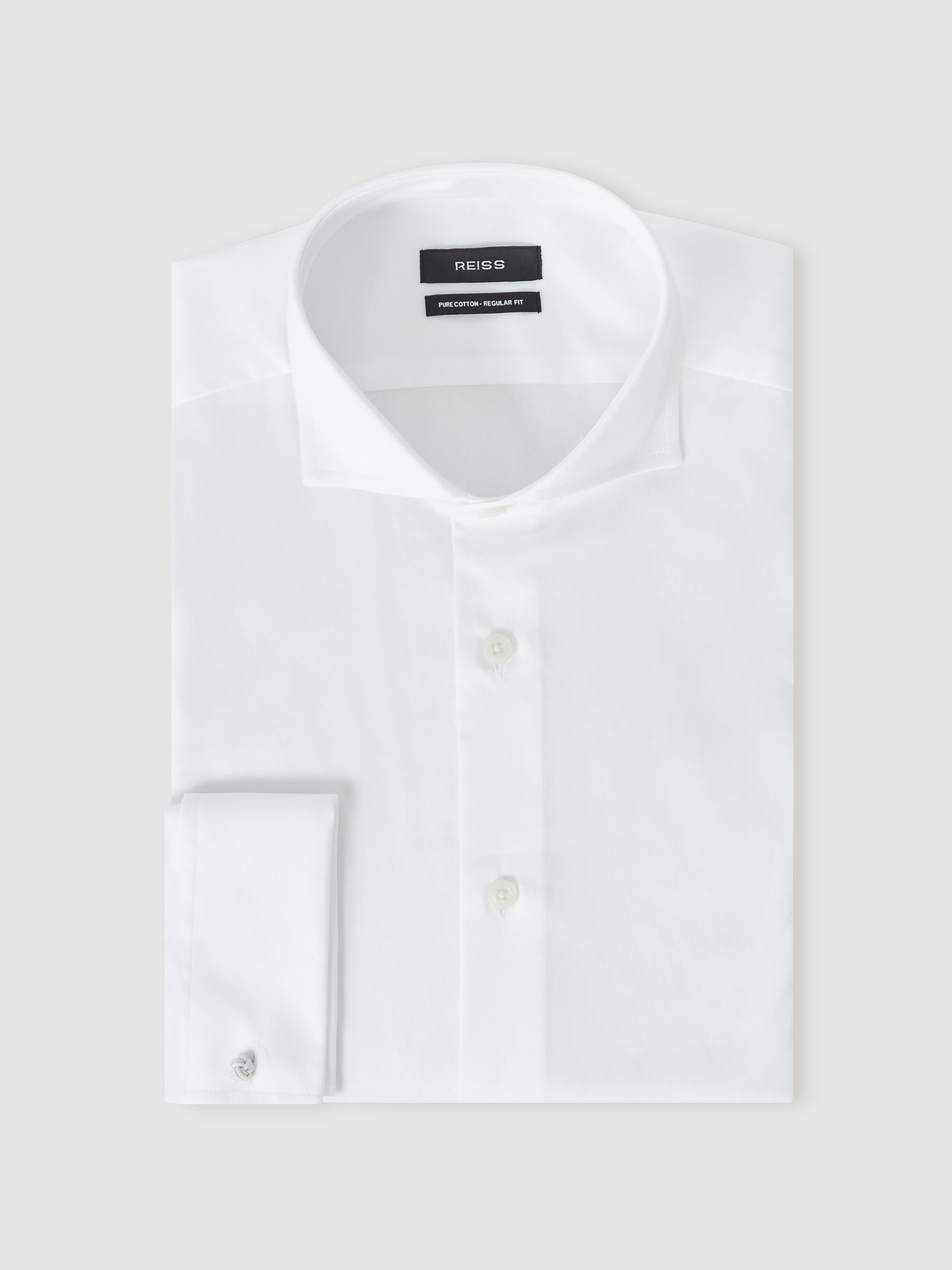 Reiss Double-Cuff Two-Fold Cotton Shirt In White