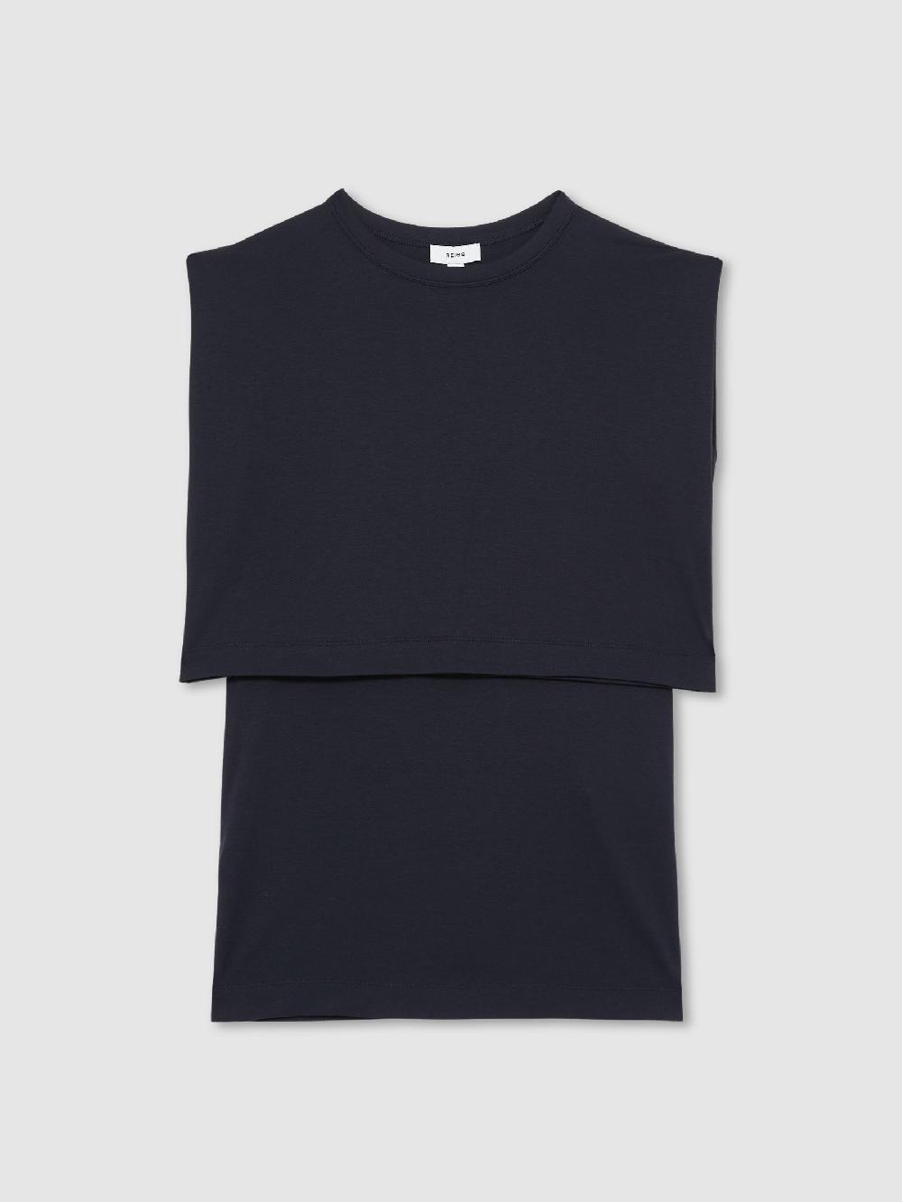 Reiss Double-Layer Sleeveless Top In Navy