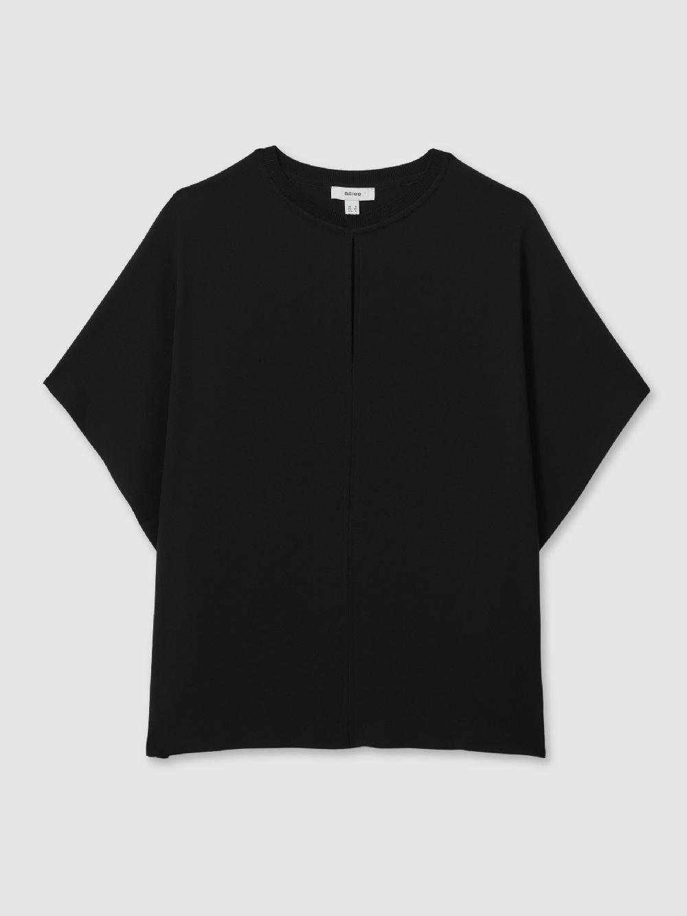 Reiss Draped Sleeve Top In Black