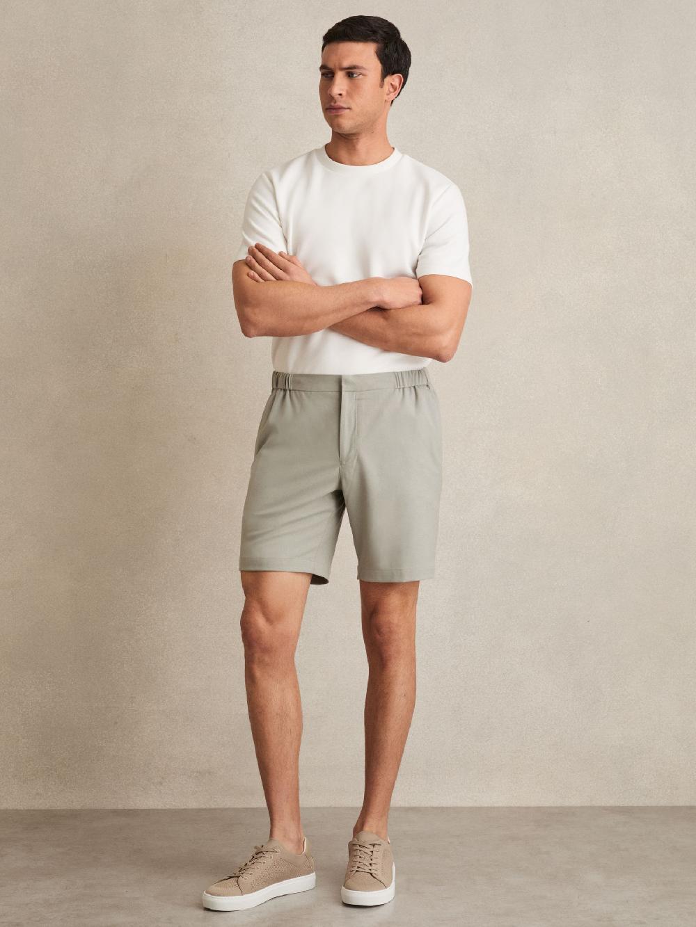 Reiss Drawstring Chino Shorts In Sage Green