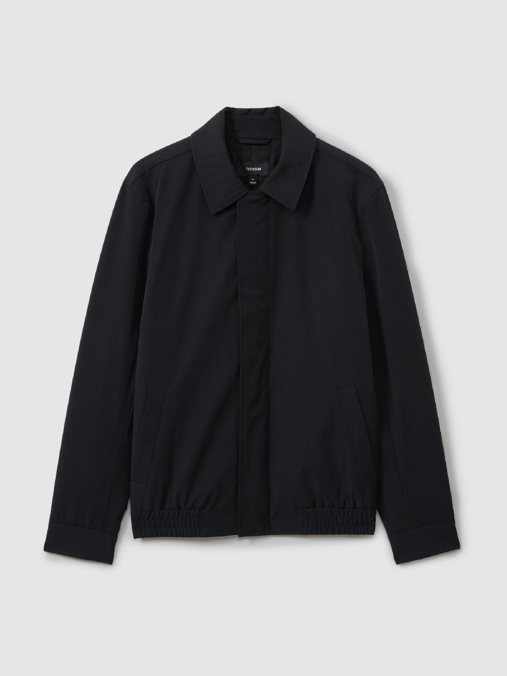 Reiss Elasticated Hem Harrington Jacket In Navy