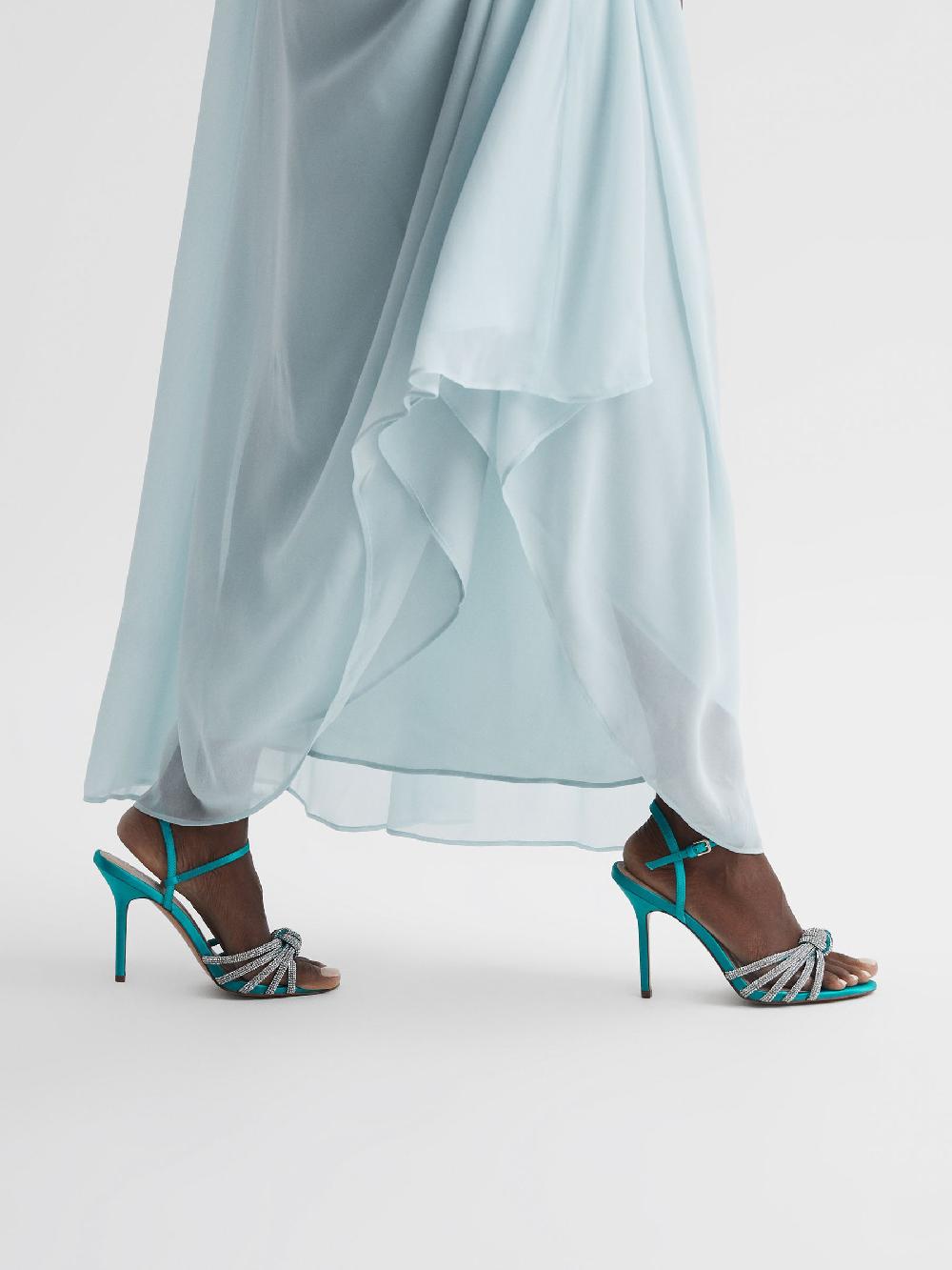 Reiss Embellished Heeled Sandals In Blue