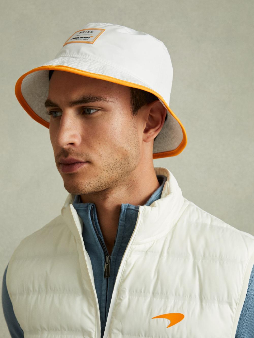 Reiss Embroidered Hat In White