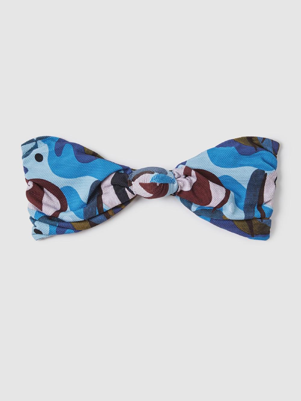 Reiss FELLA Bandeau Knot Bikini Top In Blue Multi