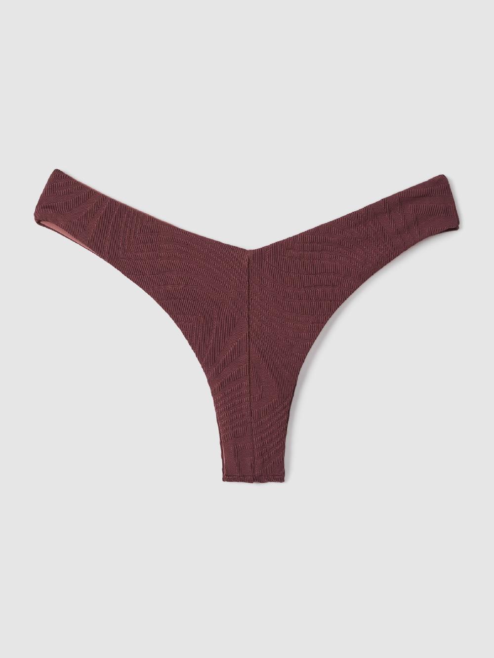 Reiss FELLA High Cut Bikini Bottoms In Chestnut