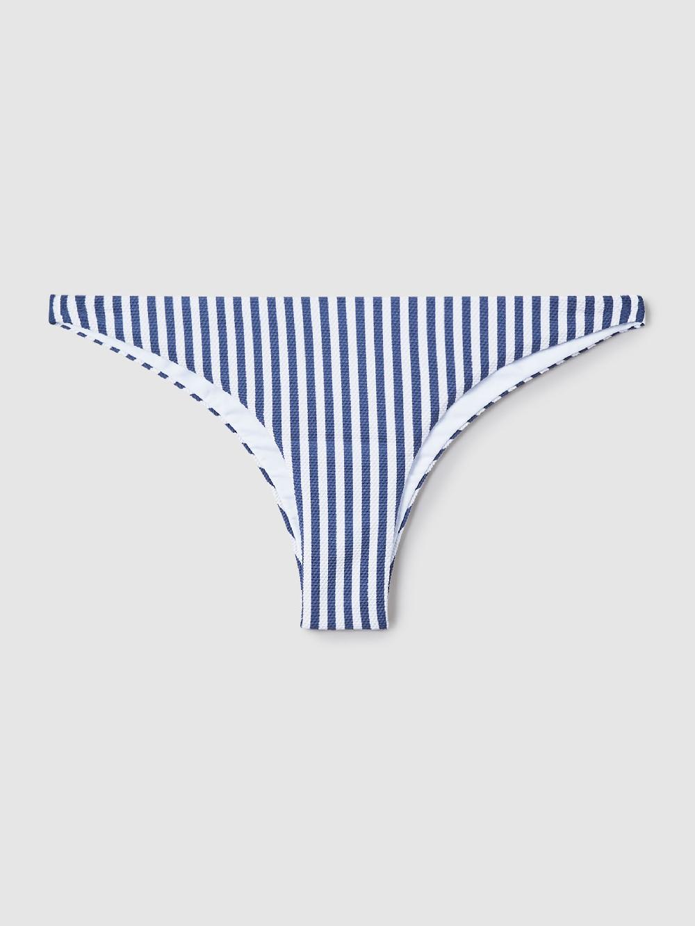 Reiss FELLA Low Rise Bikini Bottoms In Blue Stripe