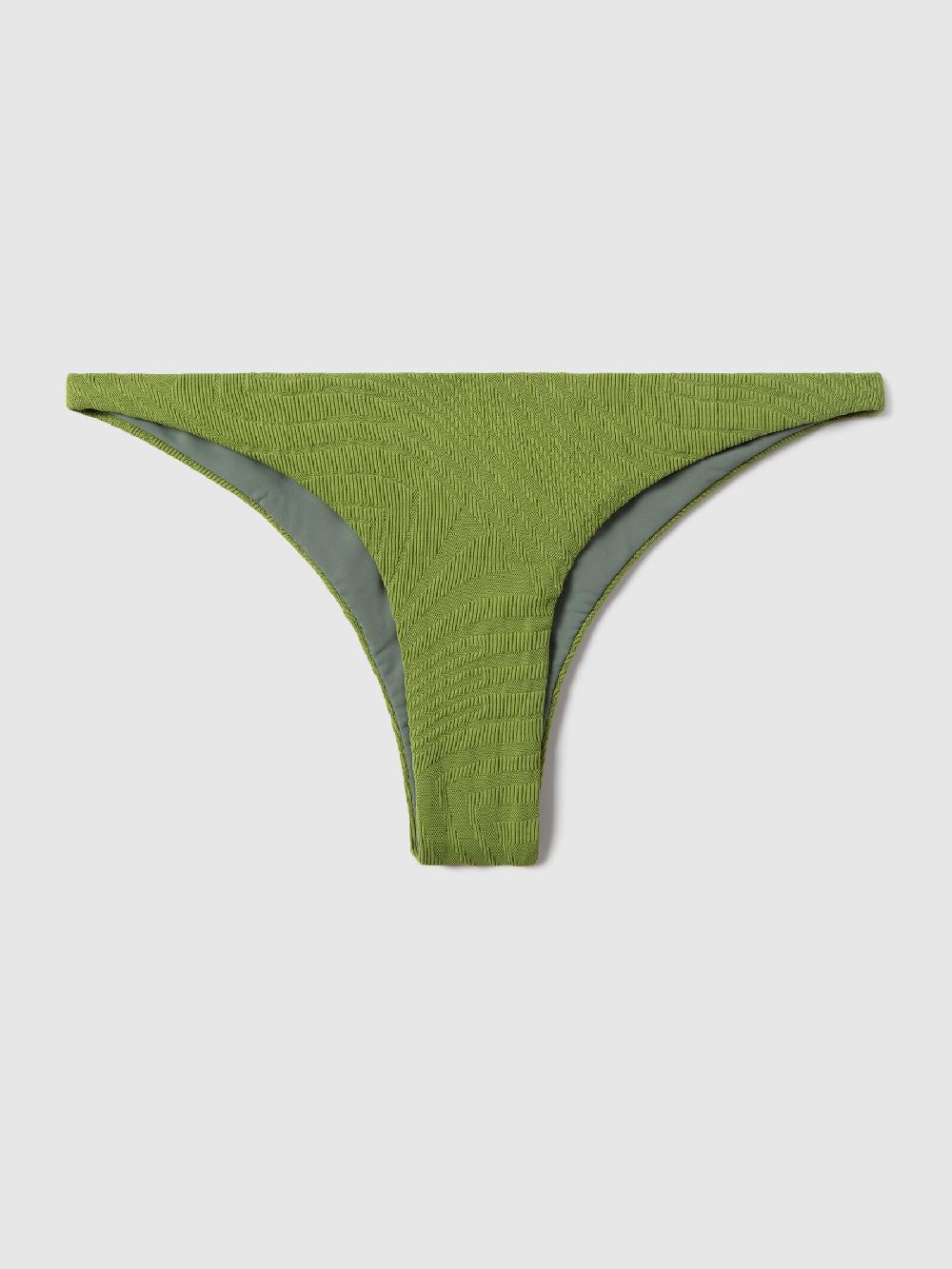 Reiss FELLA Low Rise Bikini Bottoms In Fern Green