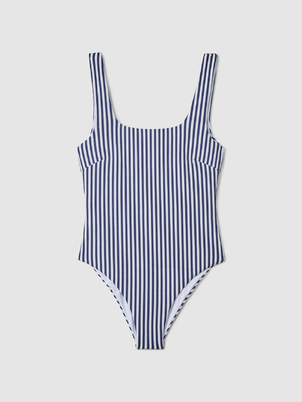 Reiss FELLA Striped Swimsuit In Blue Stripe