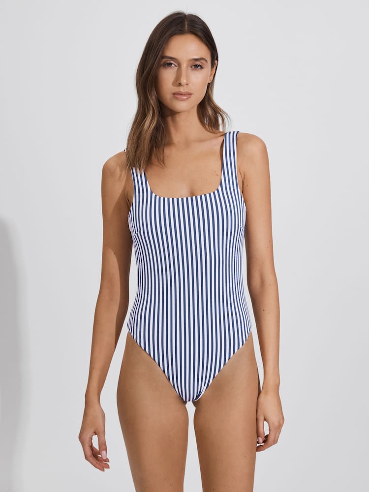 reiss FELLA Striped Swimsuit in Blue Stripe