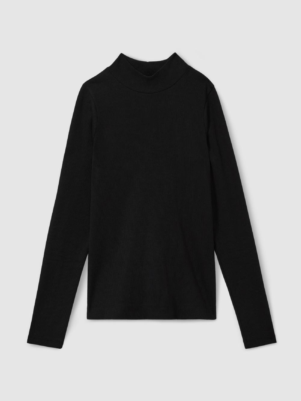 Reiss Fine-Ribbed High-Neck Top In Black
