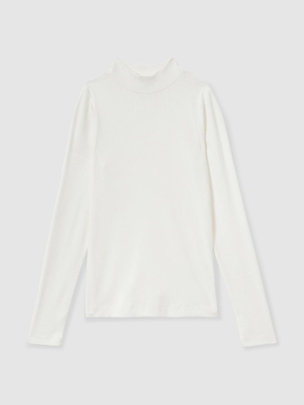 Reiss Fine-Ribbed High-Neck Top In White