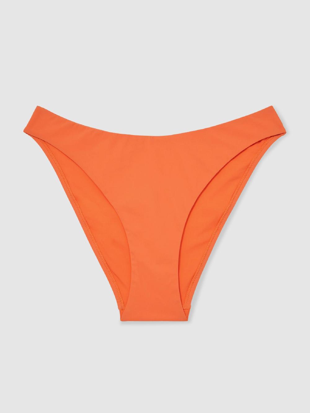 Reiss Fixed-Side Bikini Bottoms In Coral Orange