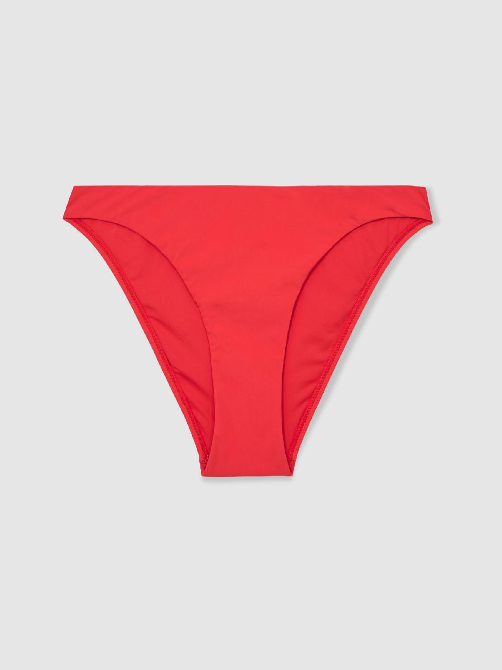 Reiss Fixed-Side Bikini Bottoms In Coral Red