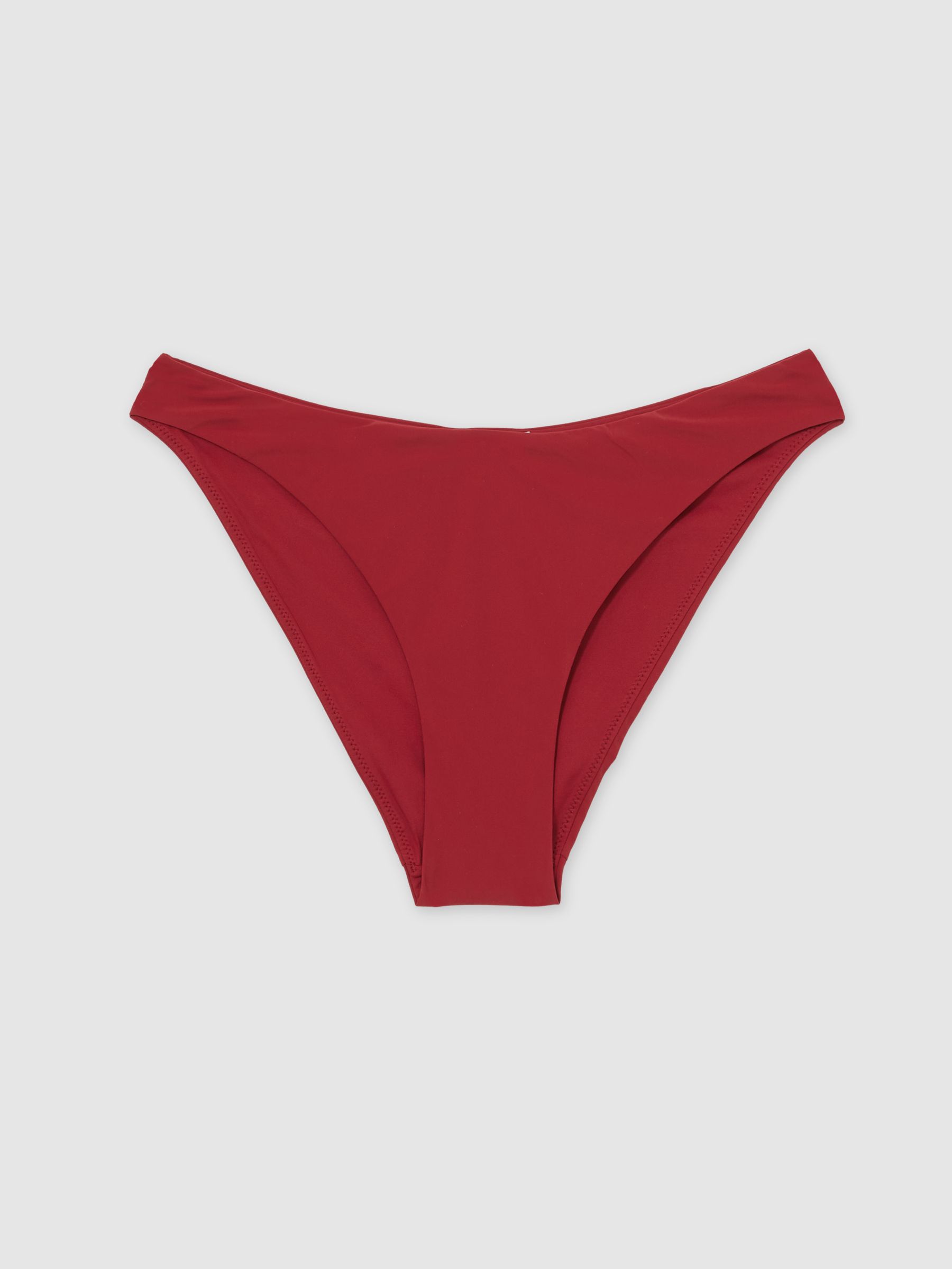 Reiss Fixed-Side Bikini Bottoms In Dark Red