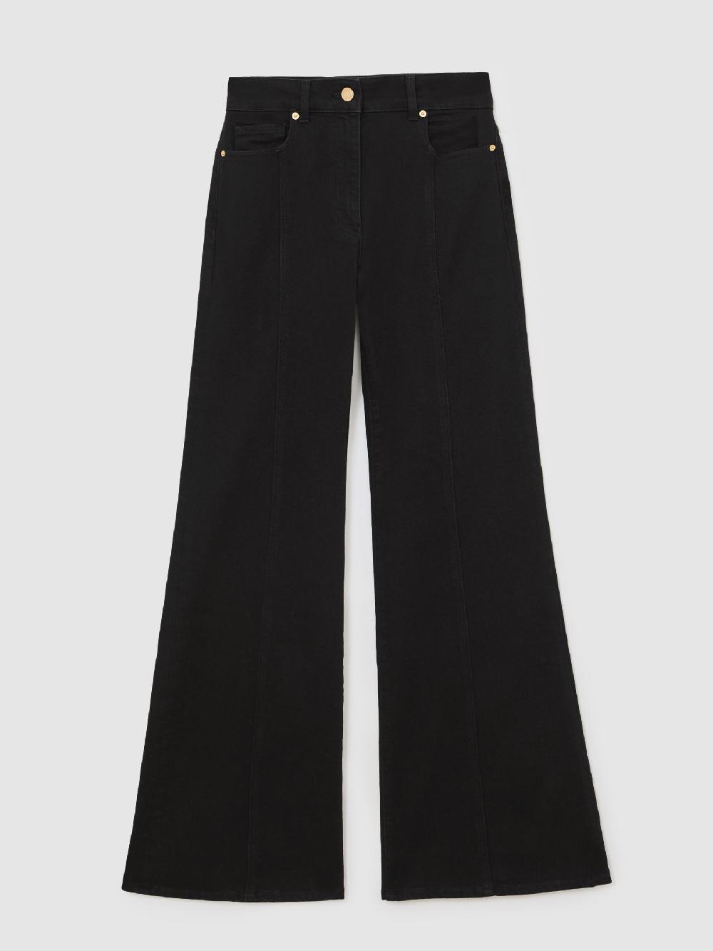 Reiss Flared Seam-Detail Jeans In Black