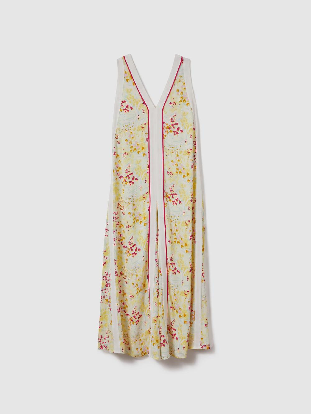 Reiss Floral Print Maxi Dress In Pink/Yellow