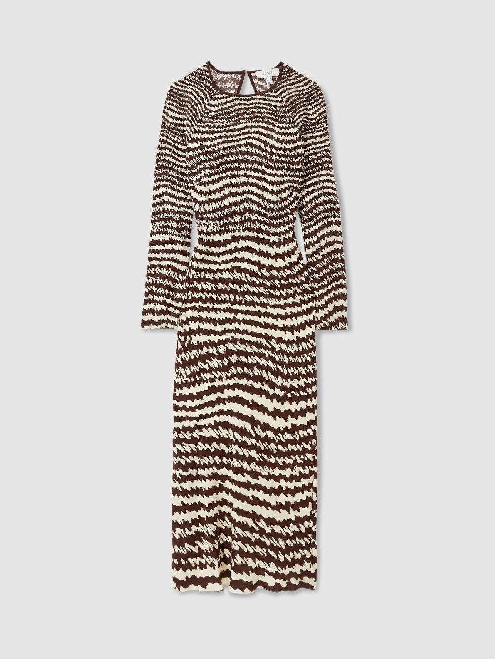 Reiss Florere Column Midi Dress In Chocolate