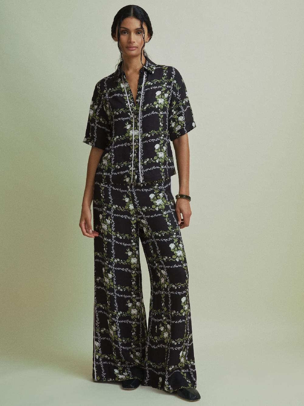 Reiss Florere High Rise Wide Leg Trousers In Black