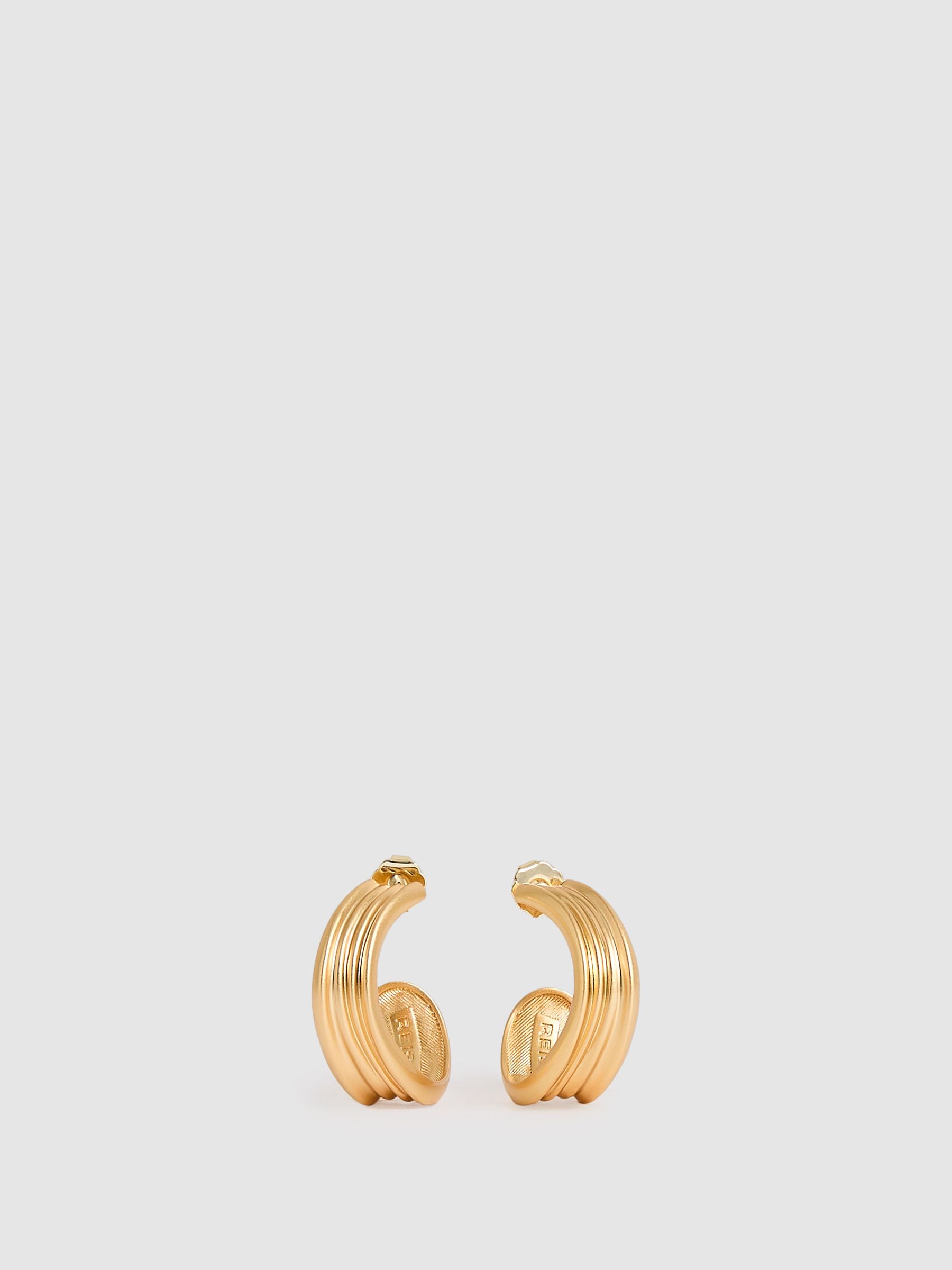 Reiss Fluid Hoop Earrings In Gold Tone