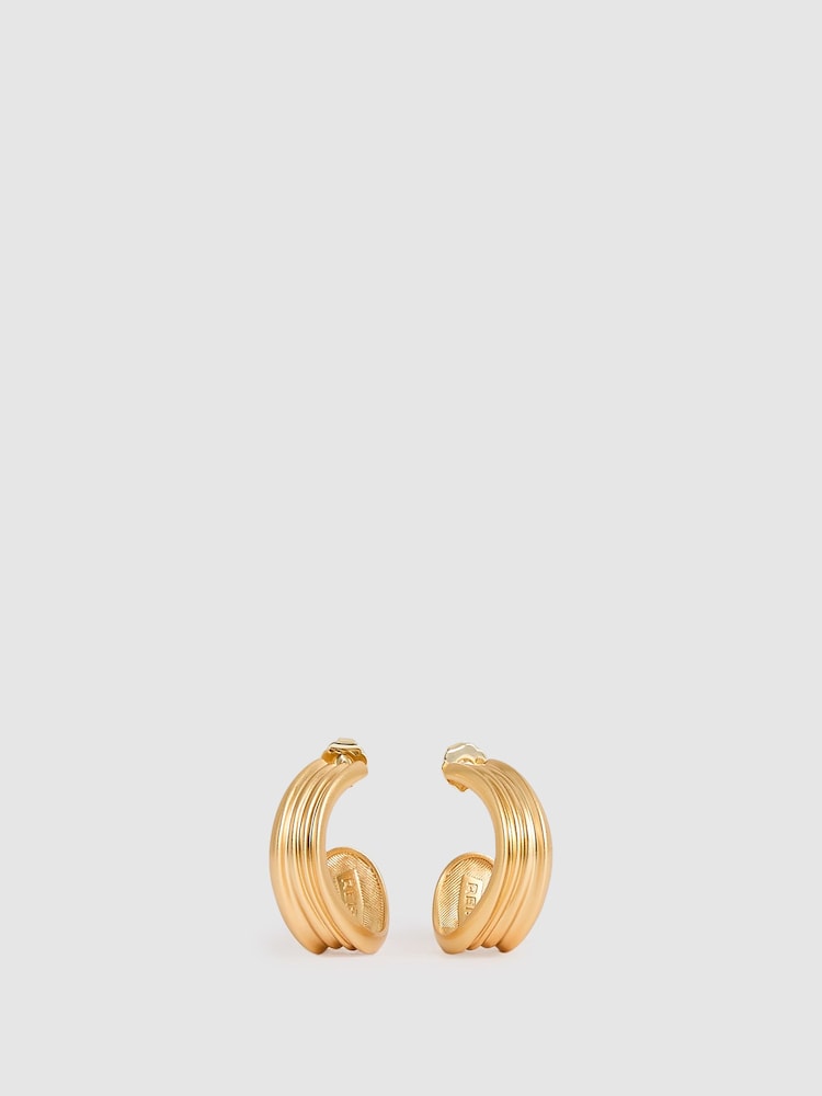 reiss Fluid Hoop Earrings in Gold Tone