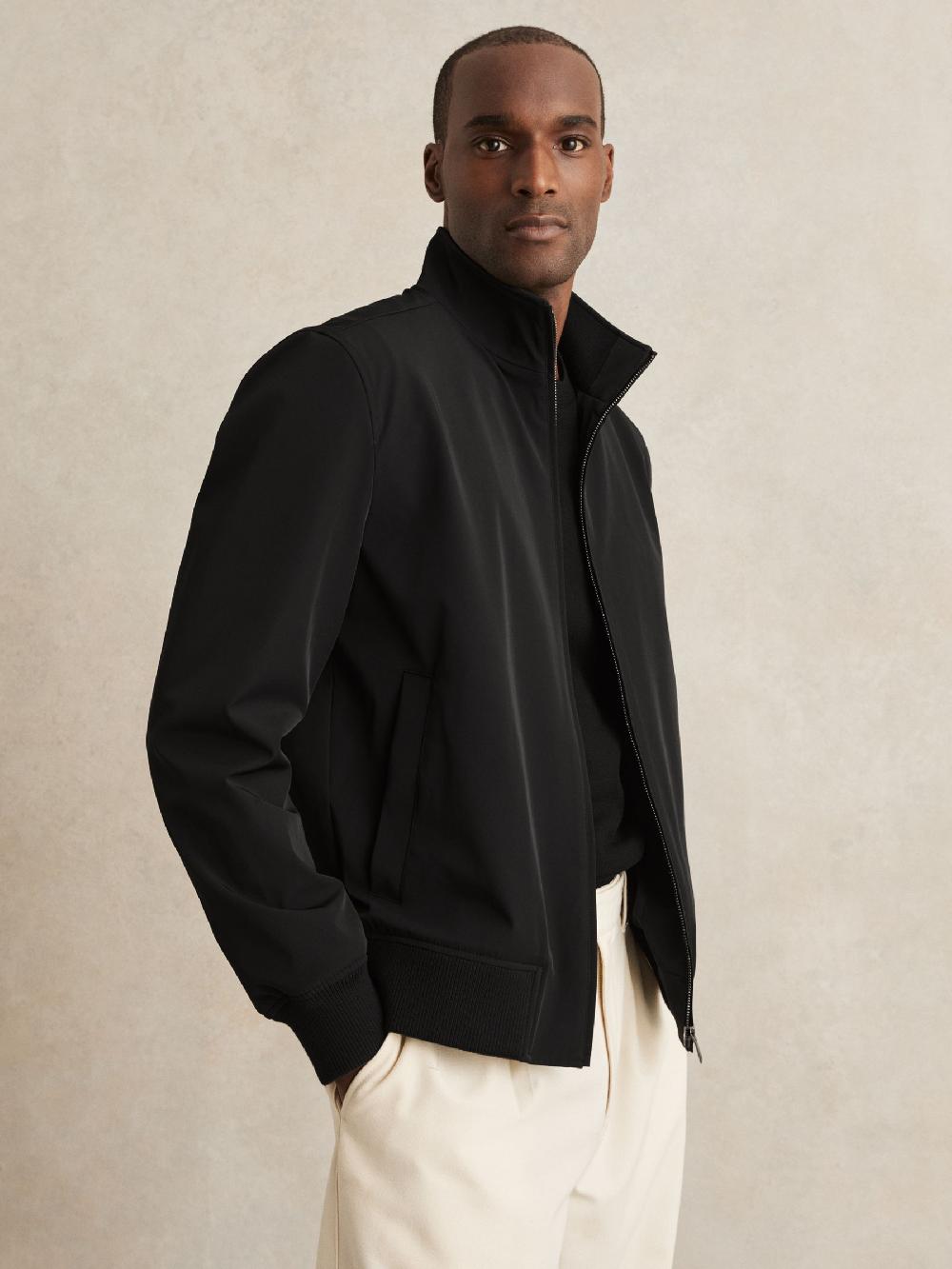 Reiss Funnel-Neck Technical Jacket In Black