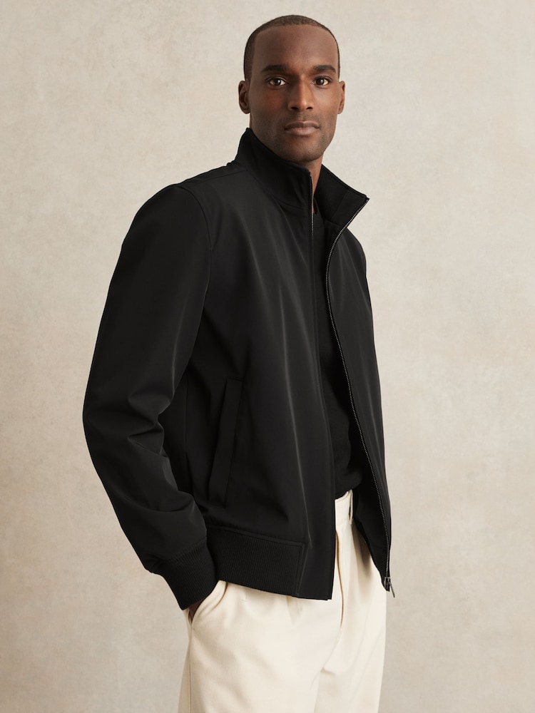 reiss Funnel-Neck Technical Jacket in Black