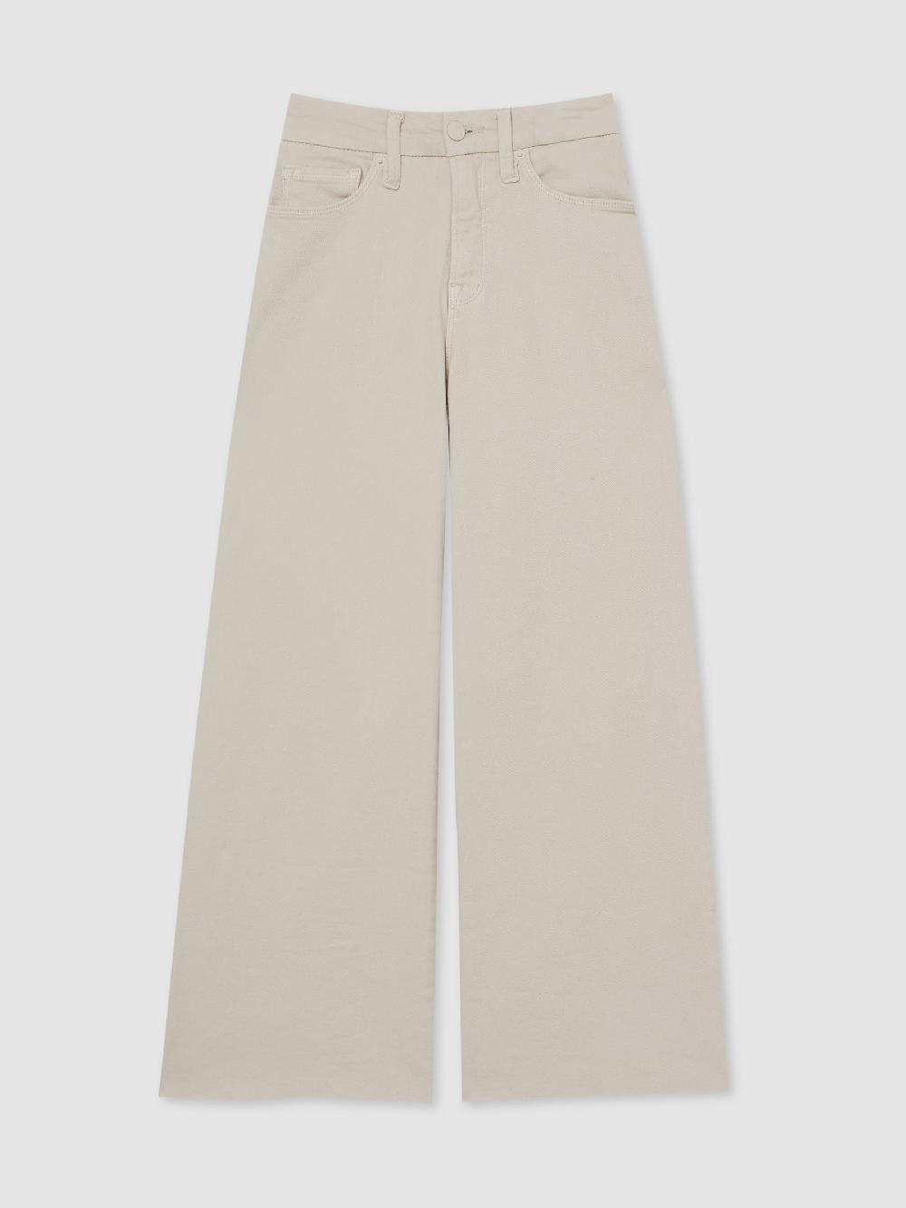 Reiss Good American Cropped Palazzo Jeans In Cream