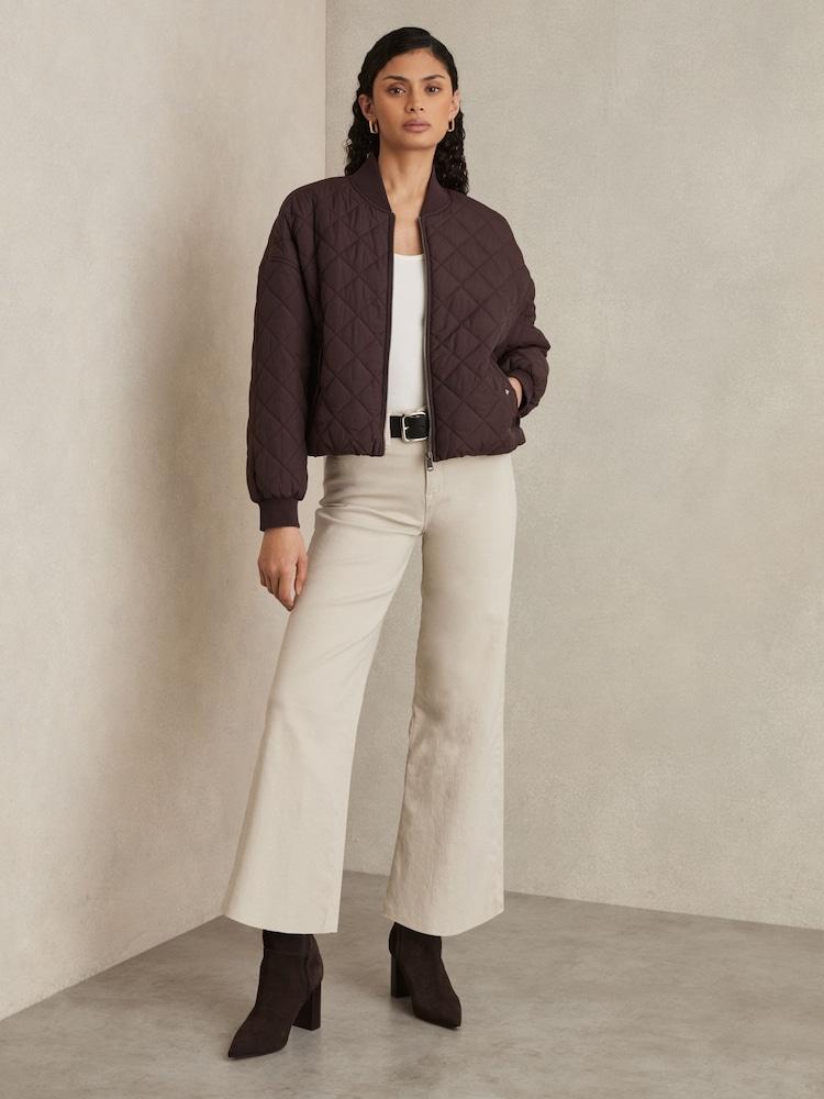 reiss Good American Cropped Palazzo Jeans in Cream
