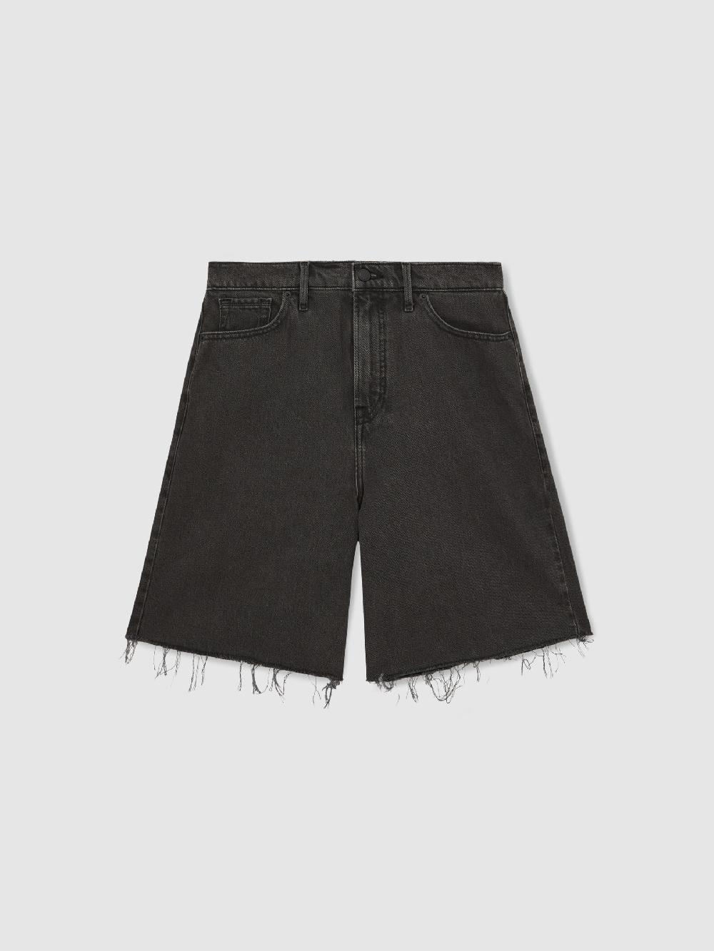 Reiss Good American Denim Barrel Shorts In Black