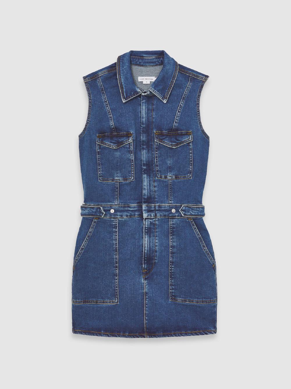 Reiss Good American Denim Mini Dress In Indigo