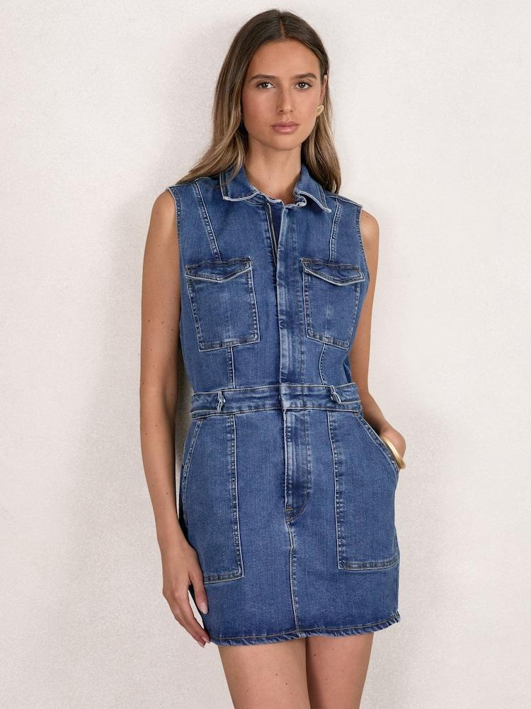 reiss Good American Denim Mini Dress in Indigo