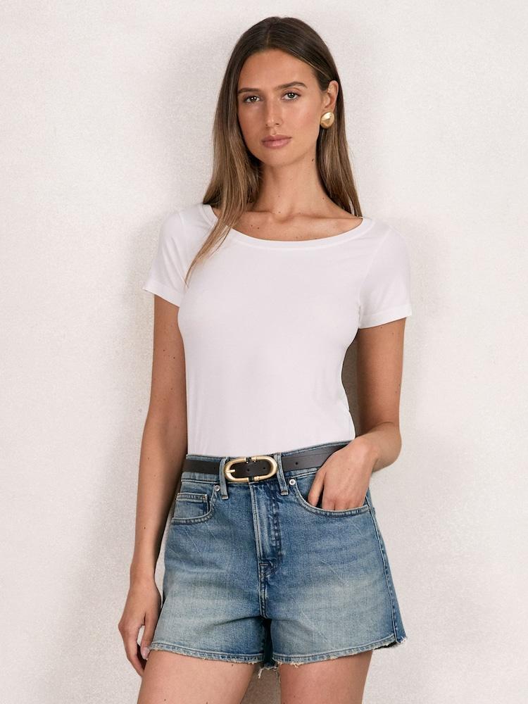 reiss Good American Denim Shorts in Indigo Blue