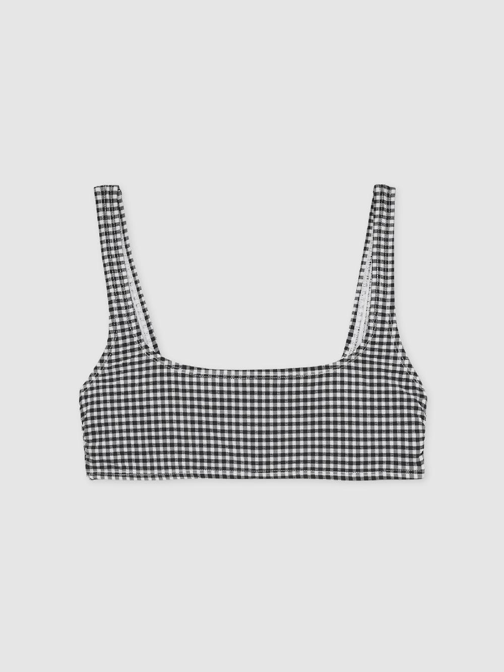 Reiss Good American Gingham Bikini Top In Black