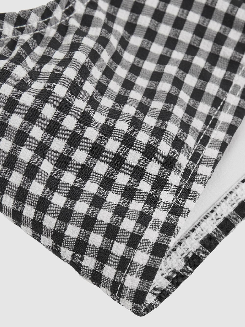 Reiss Good American Gingham Bikini Top In Black